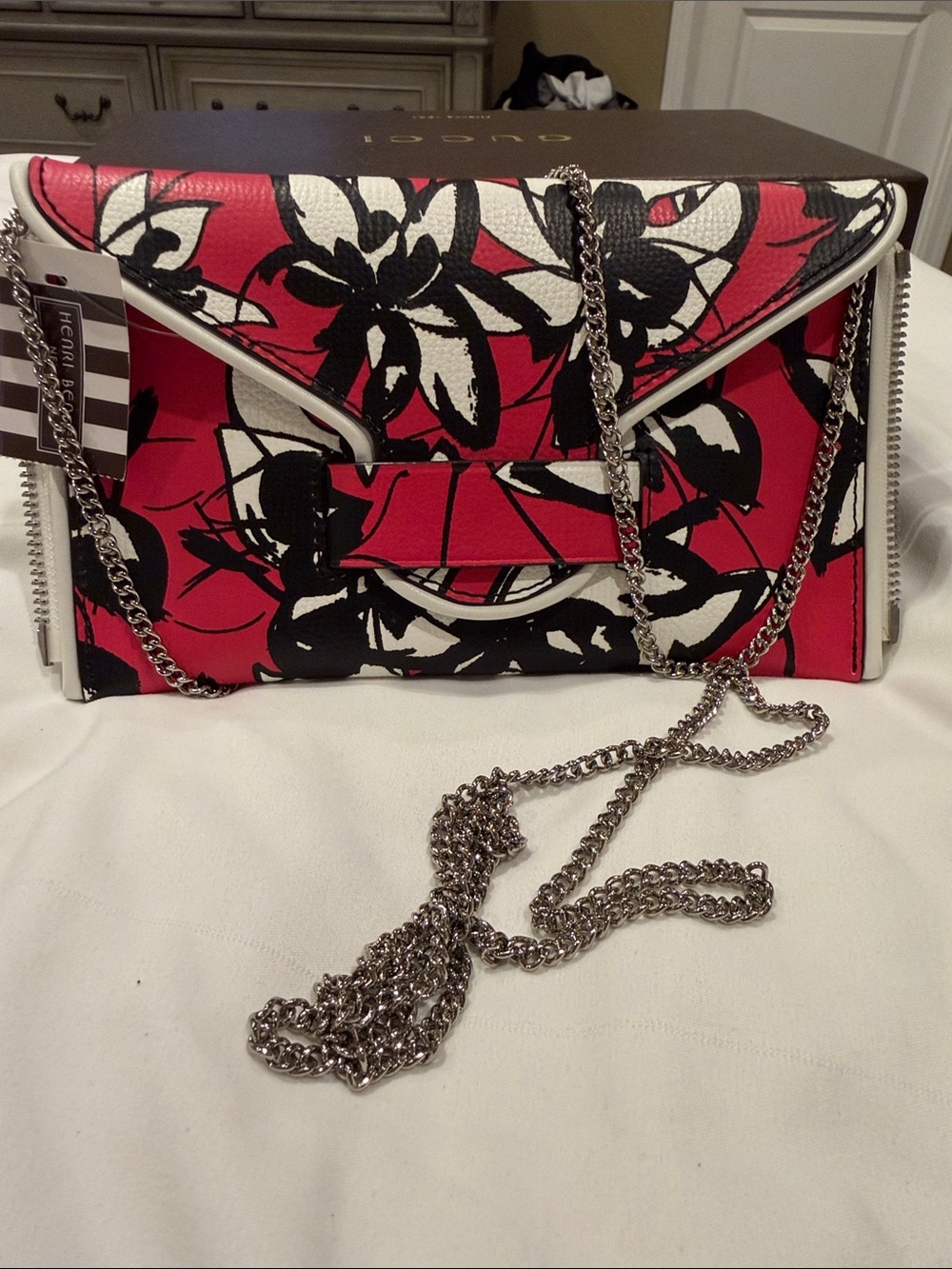 NWT Henri Bendel Rivington Floral Pouch Teaberry Multi Clutch